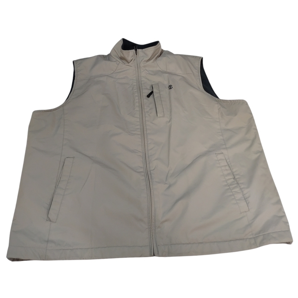 IZOD Vest Men's Tan/Beige Color Fleece lined Jacket Vest Size Large - Picture 3 of 7